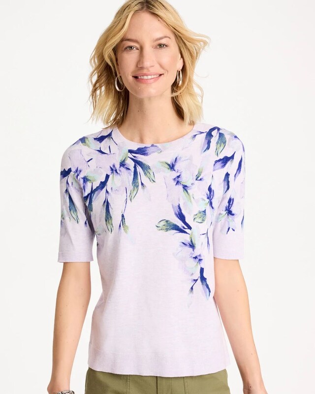 Ella Short-Sleeve Orchid Sweater - image 1